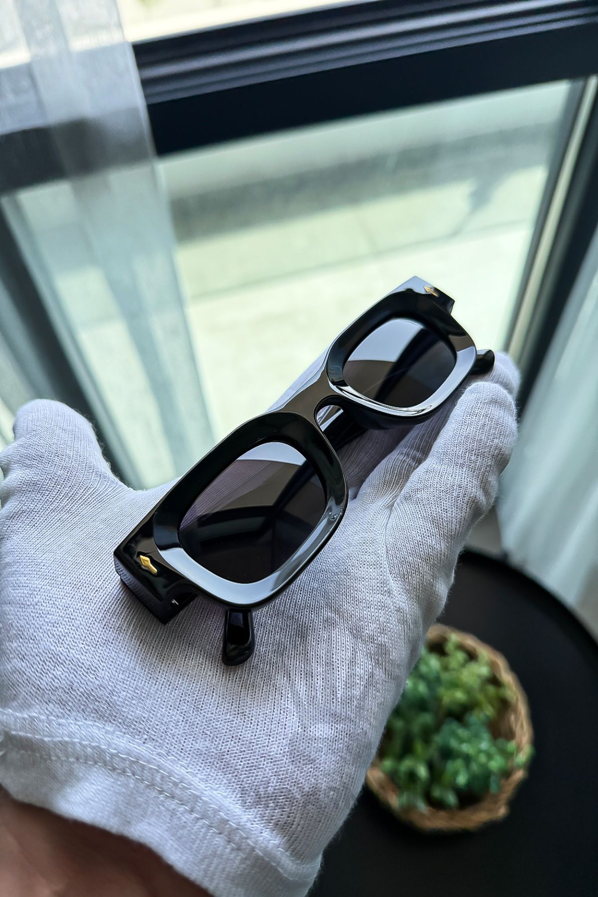 Güneş Gözlüğü Kadın & Erkek Uv400 Cam Ce Belgeli Bej Unisex Model-22 Siyah
