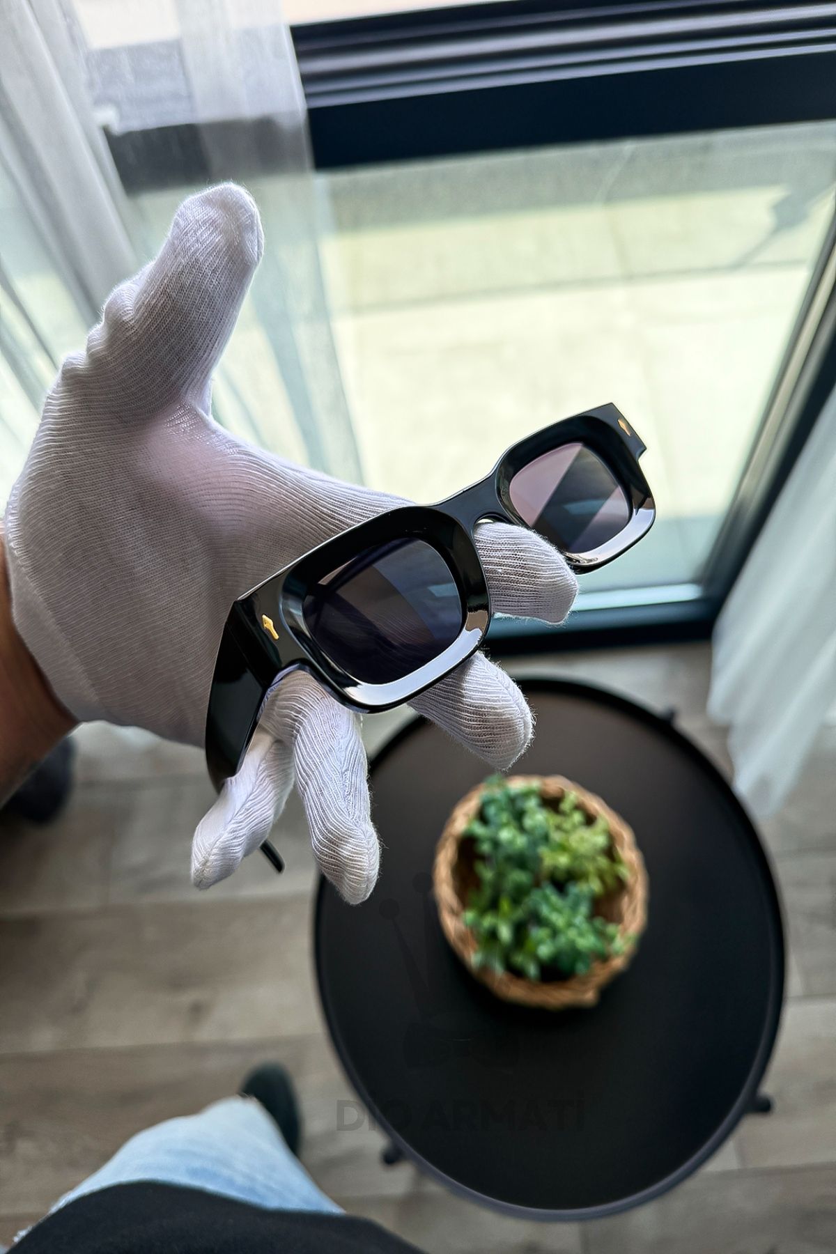 Güneş Gözlüğü Kadın & Erkek Uv400 Cam Ce Belgeli Bej Unisex Model-22 Siyah