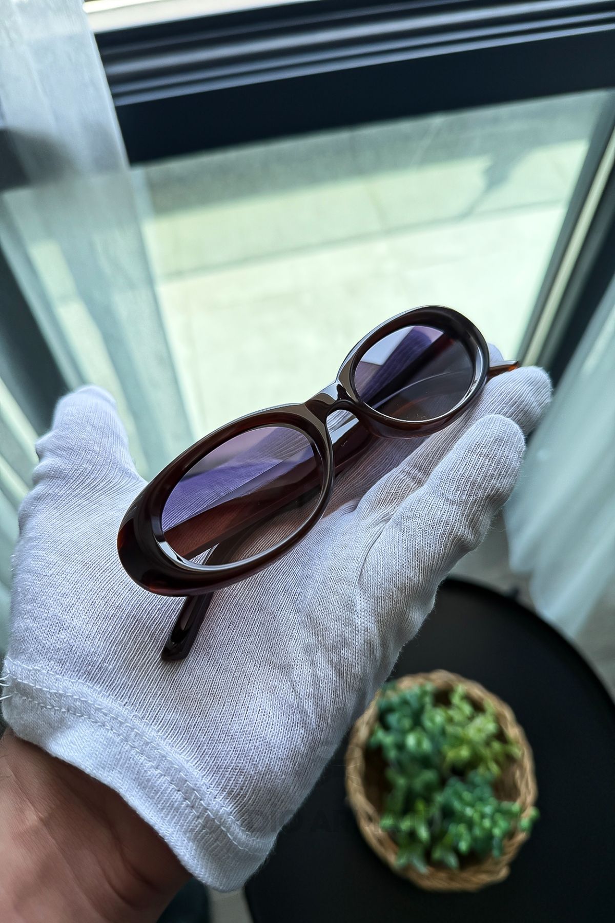 Güneş Gözlüğü Kadın & Erkek Uv400 Cam Ce Belgeli Bej Unisex Model-28 Kahverengi