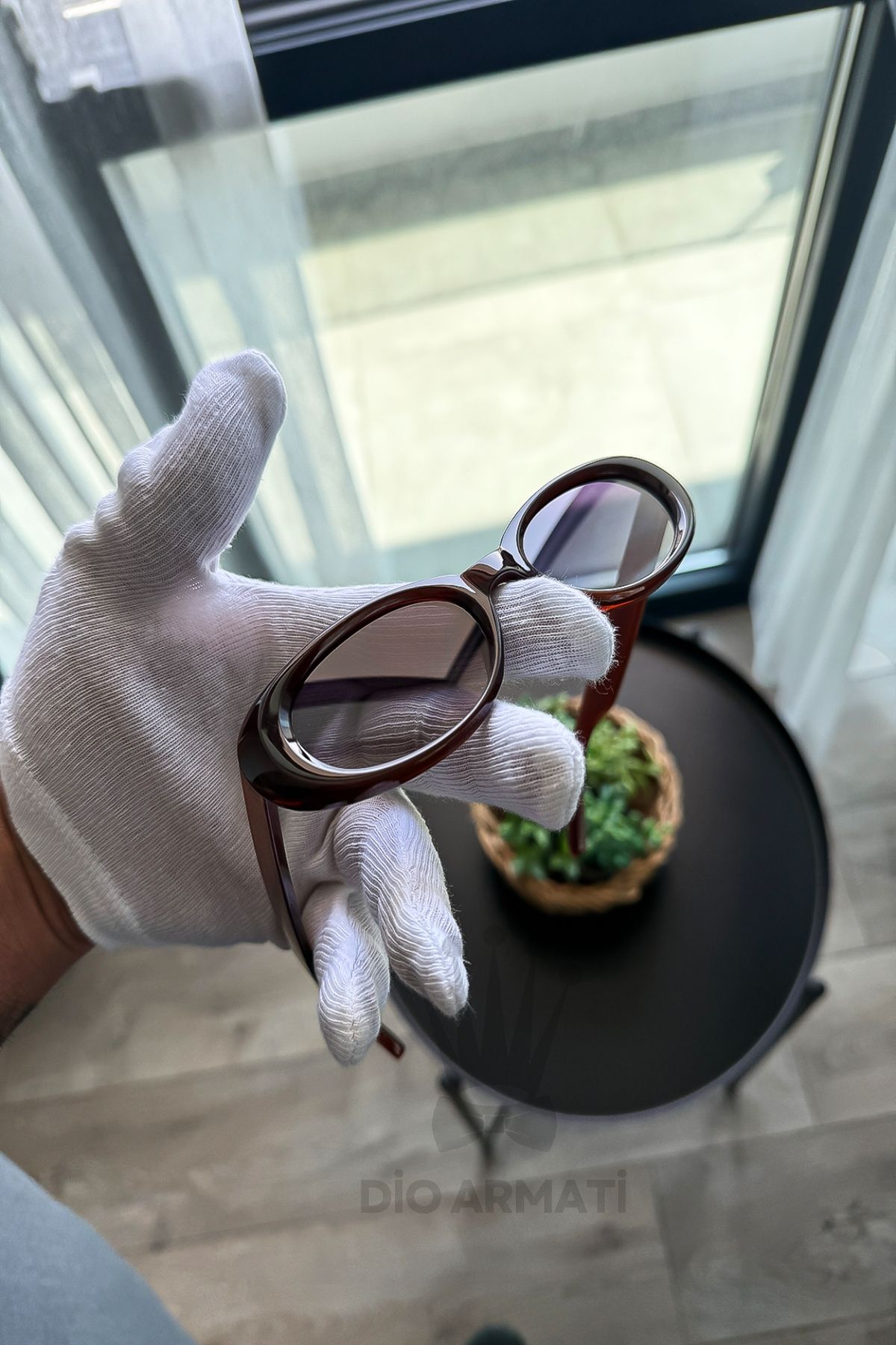 Güneş Gözlüğü Kadın & Erkek Uv400 Cam Ce Belgeli Bej Unisex Model-28 Kahverengi