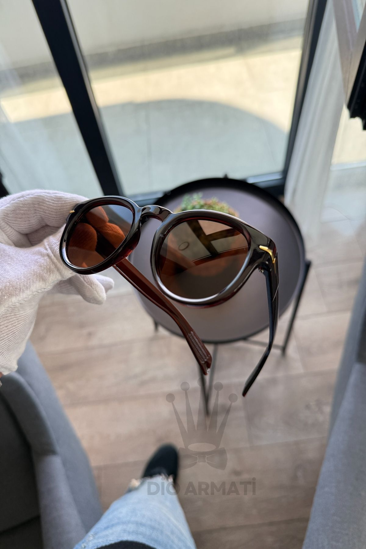 Güneş Gözlüğü Kadın & Erkek Uv400 Cam Ce Belgeli Bej Unisex Model-4 Kahverengi