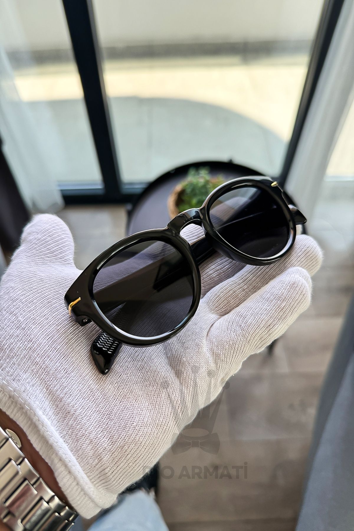 Güneş Gözlüğü Kadın & Erkek Uv400 Cam Ce Belgeli Bej Unisex Model-69 Siyah